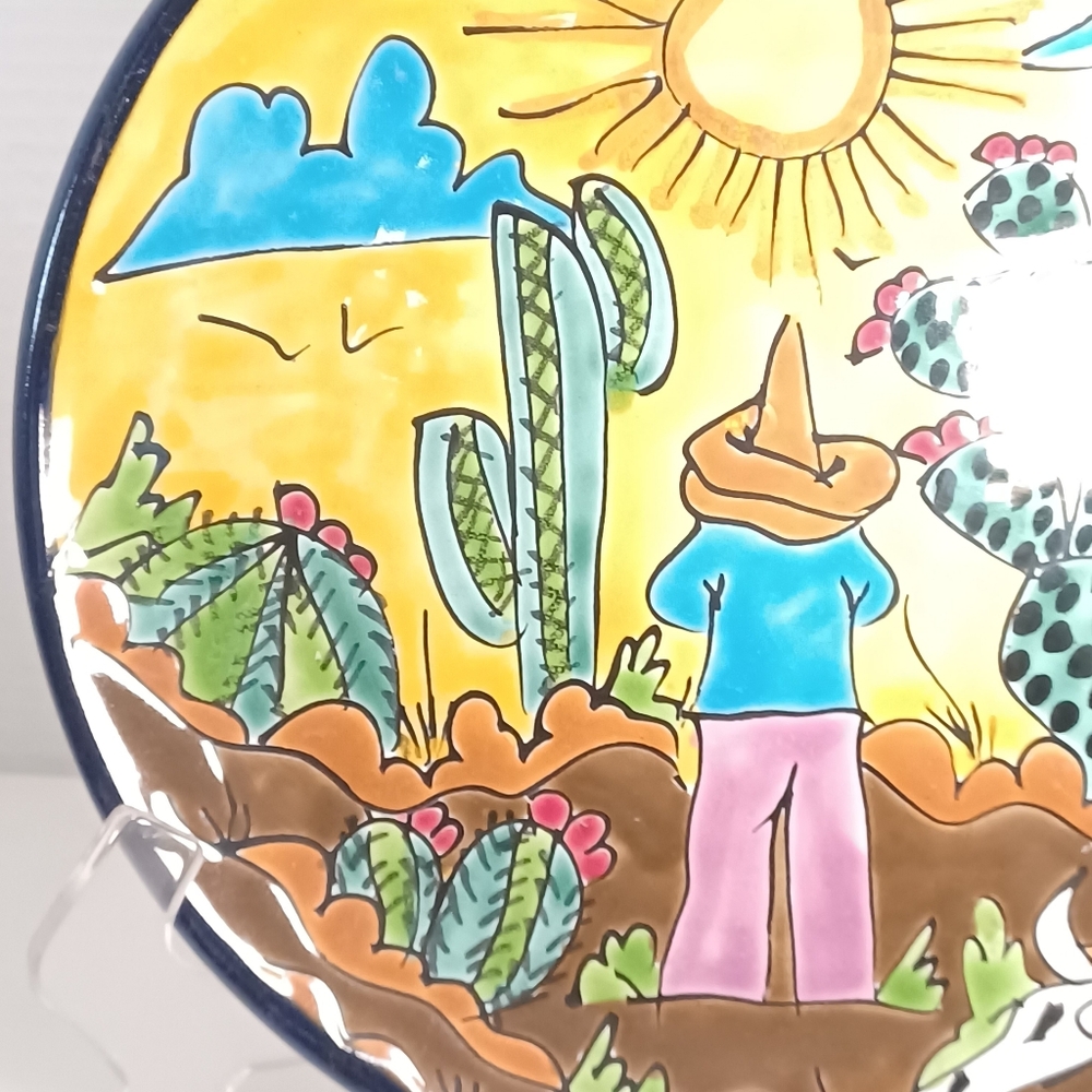 Talavera Mexican Pottery Plate 11.75" Artisan Hand Painted, Signed, Lead-Free - Picture 2 of 7
